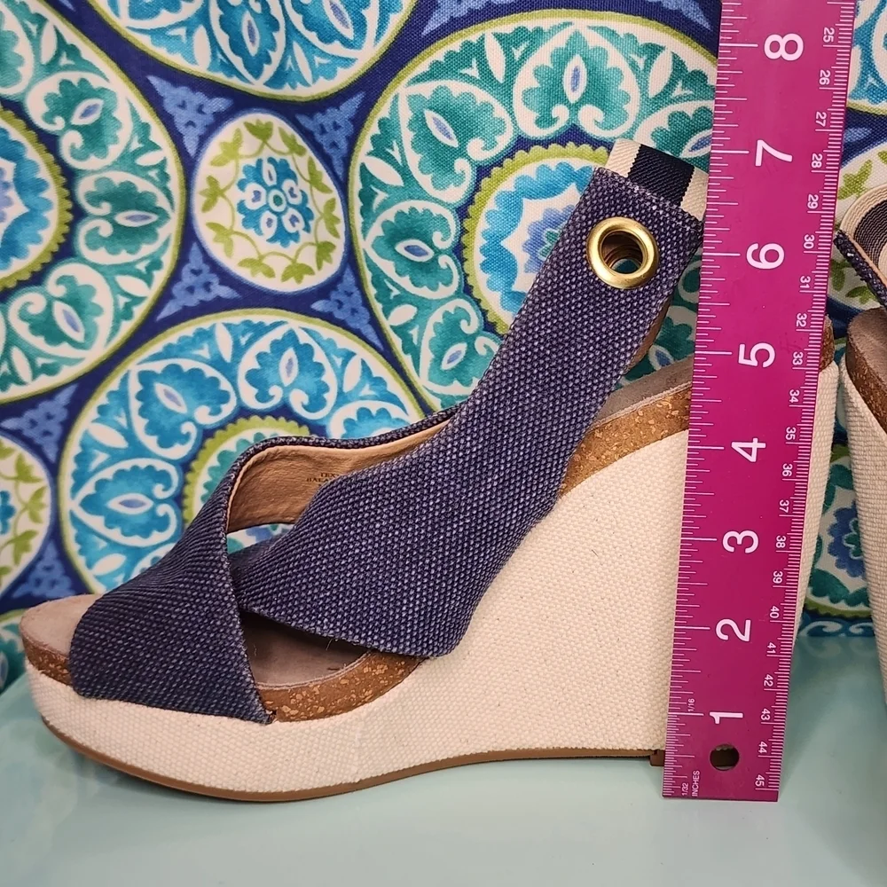 Splendid Denim Canvas Crisscross Platform Wedge Sandals Slingback 10
